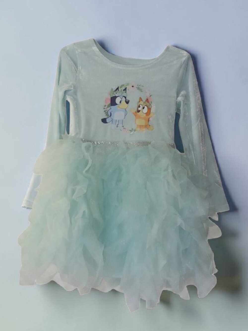 NWT Bluey Tulle Dress 4T Glitter Long Sleeve Party Dress